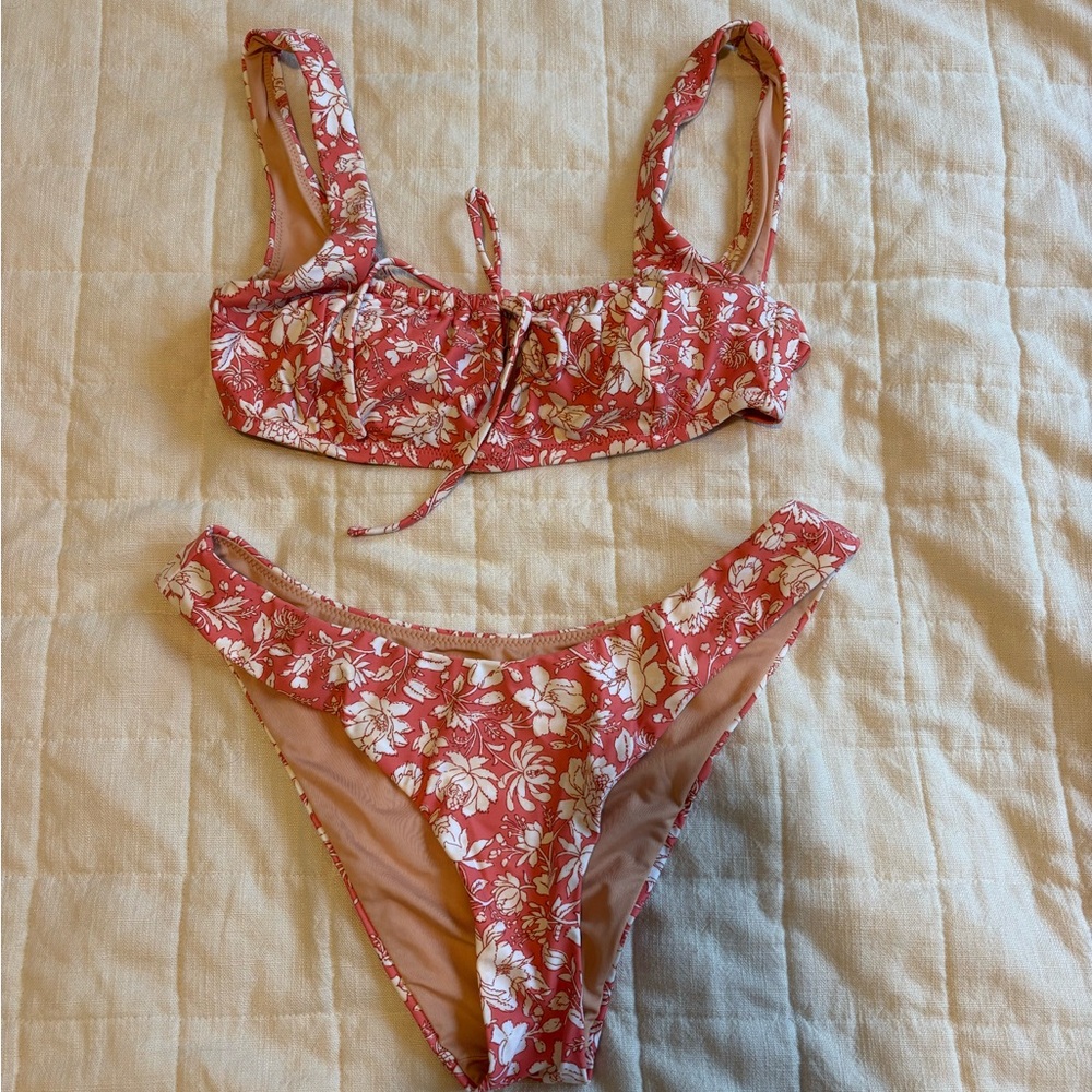 J. Crew Red and White Bikini Set